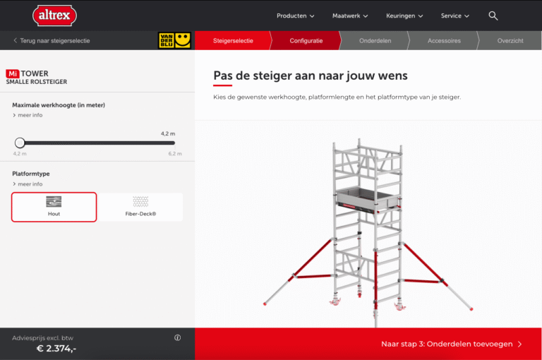 Altrex Rolsteiger 2 Rolsteiger configurator stap 1